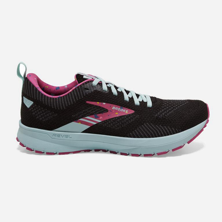 Brooks Revel 5 Israel - Women's Performance Treadmill Running Gear - Black/Turquoise/IndianRed/Beetr